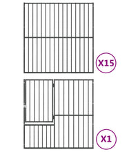 Hundelaufstall 16-tlg. Schwarz Verzinkter Stahl