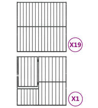 Hundelaufstall 20-tlg. Schwarz Verzinkter Stahl