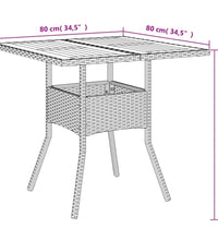 Gartentisch mit Akazienholz-Platte Grau 80x80x75 cm Poly Rattan