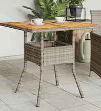 Gartentisch mit Akazienholz-Platte Grau 80x80x75 cm Poly Rattan