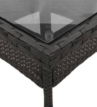 Gartentisch mit Glasplatte Schwarz 80x80x75 cm Poly Rattan