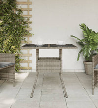 Gartentisch mit Glasplatte Grau 80x80x75 cm Poly Rattan