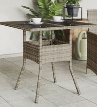 Gartentisch mit Glasplatte Grau 80x80x75 cm Poly Rattan