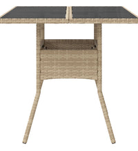 Gartentisch mit Glasplatte Beige 80x80x75 cm Poly Rattan