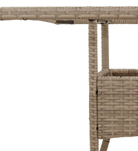 Gartentisch mit Glasplatte Beige 80x80x75 cm Poly Rattan