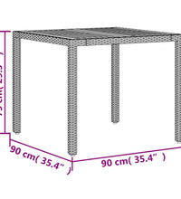 Gartentisch mit Holzplatte Schwarz 90x90x75 cm Poly Rattan