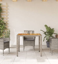 Gartentisch mit Akazienholz-Platte Grau 90x90x75 cm Poly Rattan