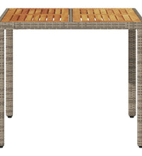 Gartentisch mit Akazienholz-Platte Grau 90x90x75 cm Poly Rattan