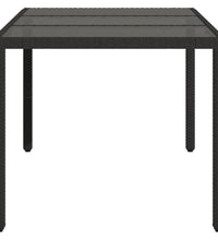 Gartentisch mit Glasplatte Schwarz 150x90x75 cm Poly Rattan