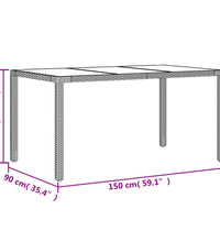 Gartentisch mit Glasplatte Schwarz 150x90x75 cm Poly Rattan