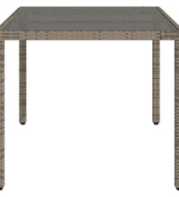 Gartentisch mit Glasplatte Grau 150x90x75 cm Poly Rattan