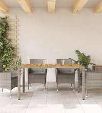 Gartentisch mit Akazienholz-Platte Grau 150x90x75cm Poly Rattan