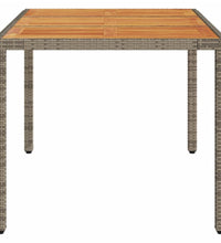 Gartentisch mit Akazienholz-Platte Grau 150x90x75cm Poly Rattan