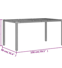 Gartentisch mit Akazienholz-Platte Grau 150x90x75cm Poly Rattan