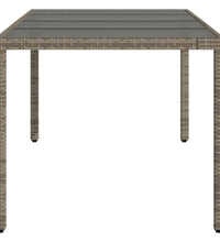 Gartentisch mit Glasplatte Grau 190x90x75 cm Poly Rattan