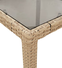 Gartentisch mit Glasplatte Beige 190x90x75 cm Poly Rattan