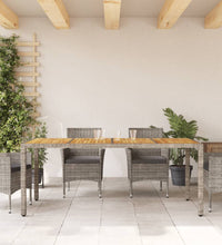 Gartentisch mit Akazienholz-Platte Grau 190x90x75cm Poly Rattan