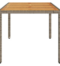 Gartentisch mit Akazienholz-Platte Grau 190x90x75cm Poly Rattan