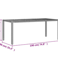 Gartentisch mit Akazienholz-Platte Grau 190x90x75cm Poly Rattan