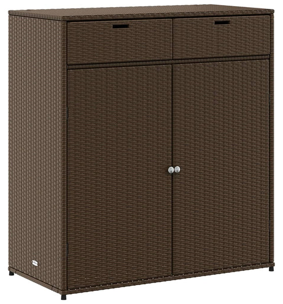 Gartenschrank Braun 105x55x113 cm Poly Rattan