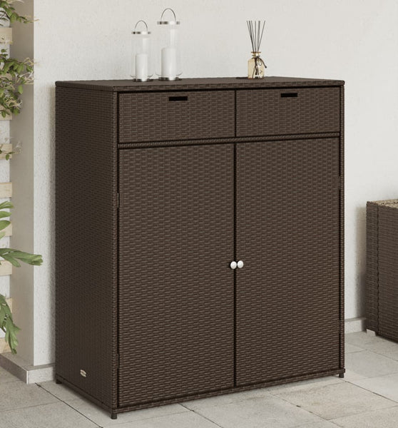 Gartenschrank Braun 105x55x113 cm Poly Rattan