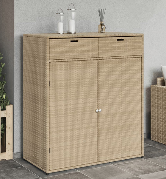 Gartenschrank Beige 105x55x113 cm Poly Rattan