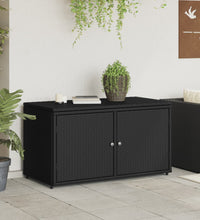 Gartenschrank Schwarz 110x55x60,5 cm Poly Rattan