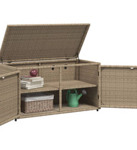 Gartenschrank Beige 110x55x60,5 cm Poly Rattan