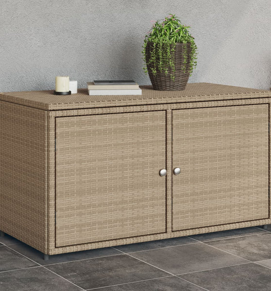 Gartenschrank Beige 110x55x60,5 cm Poly Rattan