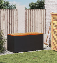 Gartentruhe Schwarz 110x50x54 cm Poly Rattan Akazienholz