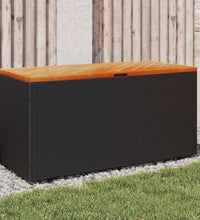 Gartentruhe Schwarz 110x50x54 cm Poly Rattan Akazienholz