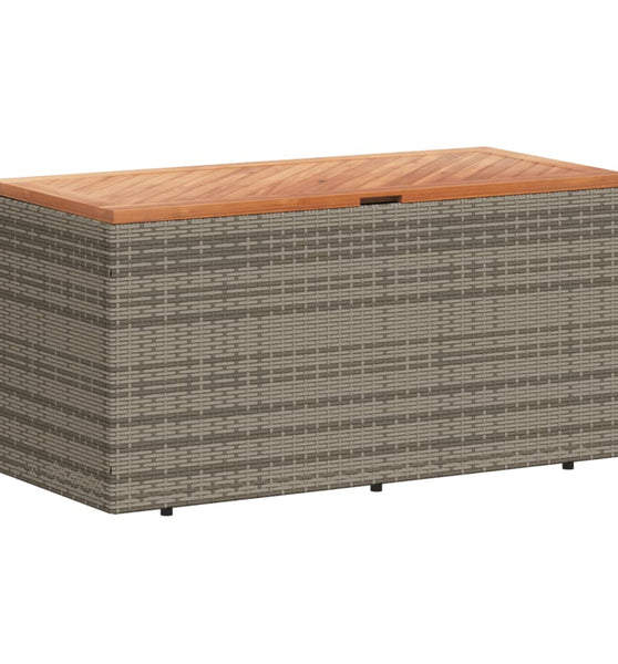 Gartentruhe Grau 110x50x54 cm Poly Rattan Akazienholz