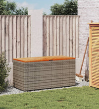 Gartentruhe Grau 110x50x54 cm Poly Rattan Akazienholz