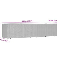 Gartentruhe Schwarz 220x50x54 cm Poly Rattan Akazienholz