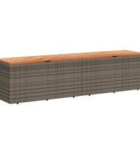 Gartentruhe Grau 220x50x54 cm Poly Rattan Akazienholz