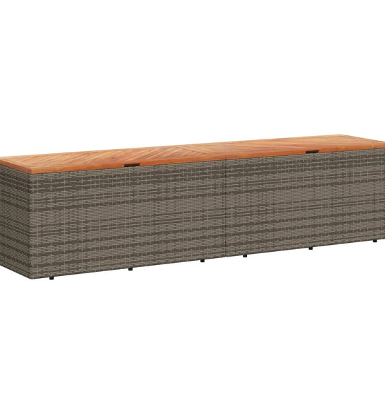 Gartentruhe Grau 220x50x54 cm Poly Rattan Akazienholz