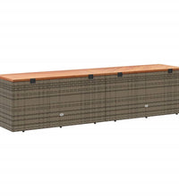 Gartentruhe Grau 220x50x54 cm Poly Rattan Akazienholz