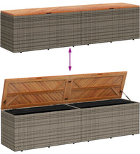 Gartentruhe Grau 220x50x54 cm Poly Rattan Akazienholz