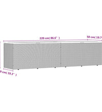 Gartentruhe Grau 220x50x54 cm Poly Rattan Akazienholz