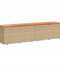 Gartentruhe Beige 220x50x54 cm Poly Rattan Akazienholz