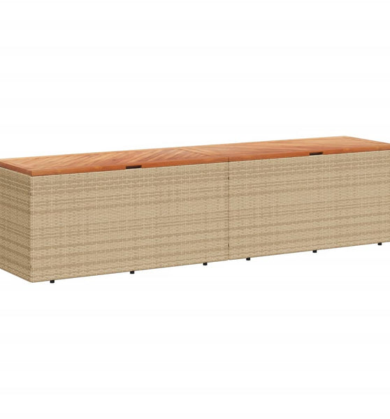 Gartentruhe Beige 220x50x54 cm Poly Rattan Akazienholz