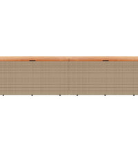 Gartentruhe Beige 220x50x54 cm Poly Rattan Akazienholz