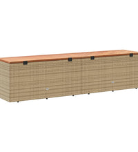 Gartentruhe Beige 220x50x54 cm Poly Rattan Akazienholz