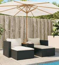 5tlg. Garten-Sofagarnitur mit Kissen Schwarz Poly Rattan Akazie