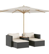 5tlg. Garten-Sofagarnitur mit Kissen Schwarz Poly Rattan Akazie