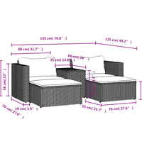 5tlg. Garten-Sofagarnitur mit Kissen Schwarz Poly Rattan Akazie