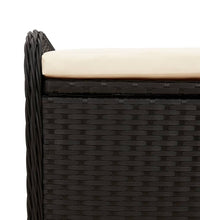 Sitzbank mit Stauraum & Kissen Schwarz 115x51x52 cm Poly Rattan