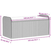 Sitzbank mit Stauraum & Kissen Schwarz 115x51x52 cm Poly Rattan