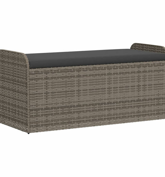 Sitzbank mit Stauraum & Kissen Grau 115x51x52 cm Poly Rattan