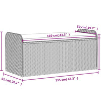 Sitzbank mit Stauraum & Kissen Grau 115x51x52 cm Poly Rattan